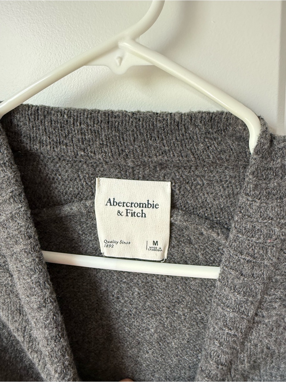 Abercrombie & Fitch Heather Gray Open-Front Knit Cardigan